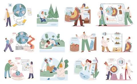 Nature science. Learning from natures patterns and processes drives scientific Stock Illustration