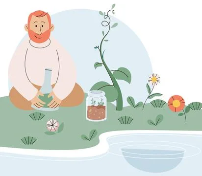 Nature science. Technology facilitates our exploration and understanding Stockillustratie