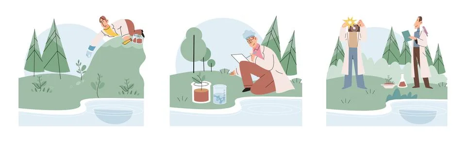 Nature science. The world is complex ecosystem where science and technology Stock Illustration