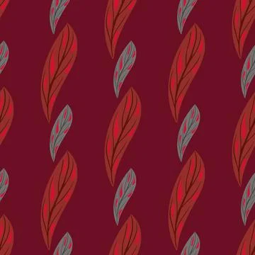 Nature scrapbook seamless pattern with hand drawn abstract leaf ornament. Mar Illustrazione stock