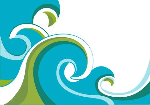 Nature sea with waves and sun.vector illustration isolated on white Stock Illustration
