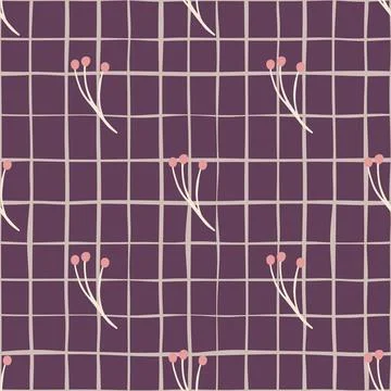 Nature seamless abstract seamless pattern with pink berry branches silhouette Stock Illustration