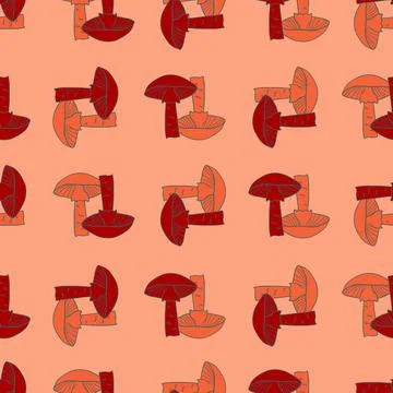 Nature seamless autumn pattern with abstract red and orange mushroom elements Stock Illustration