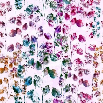 Nature seamless pattern background. Imprints of herbs and leaves Stock Illustration