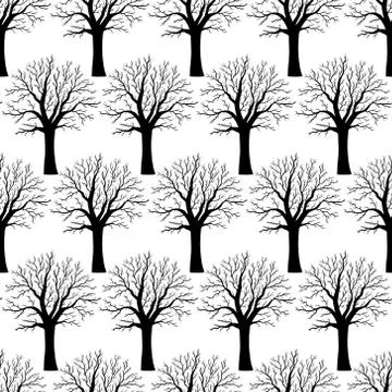 Nature seamless pattern background with tree silhouettes Stock Illustration