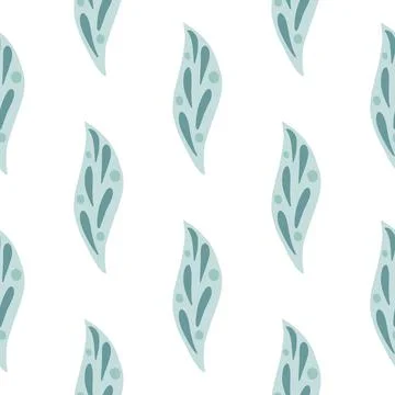 Nature seamless pattern with blue geometric leaf elements print. Isolated flo Illustrazione stock