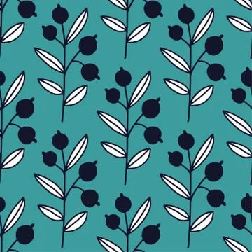 Nature seamless pattern. Branches and berries. Botanical textile pattern desi Stockillustratie