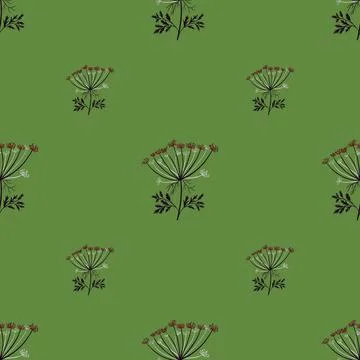 Nature seamless pattern with creative yarrow elements. Green background. Mead Stockillustratie