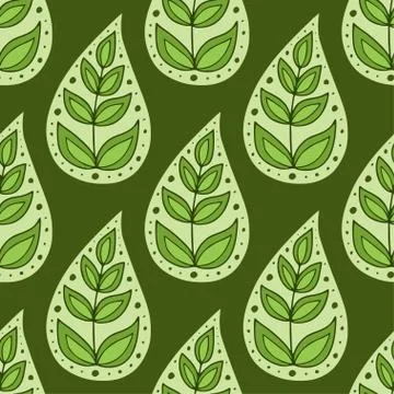 Nature seamless pattern. Floral vector background in green colors. Natural le Stockillustratie