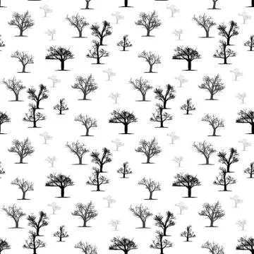 Nature seamless pattern. Forest tiled background. Trees seamless pattern. Flo Stock Illustration