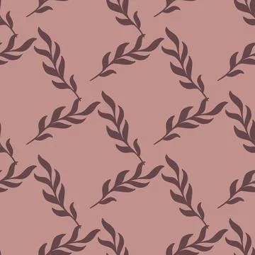 Nature seamless pattern in geometric style with leaf branches shapes. Purple  Stockillustratie