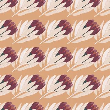 Nature seamless pattern with hand drawn grey and purple protea flowers shapes Illustrazione stock