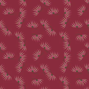 Nature seamless pattern with little random tropic bush elements. Pink backgro Illustrazione stock