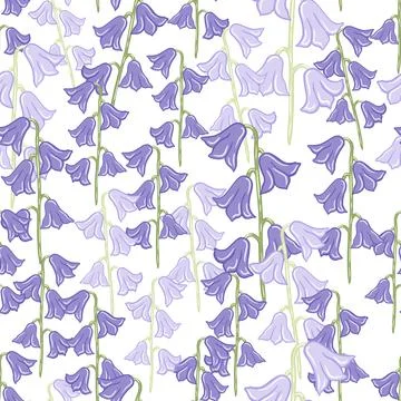Nature seamless pattern with meadow bell flowers elements print. Blue print.  イラスト素材