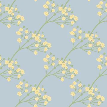 Nature seamless pattern with orange colored gypsophila flower elements print. Stock Illustration