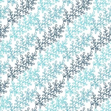 Nature seamless pattern. Vector background design. Branches pattern in blue c Stock Illustration