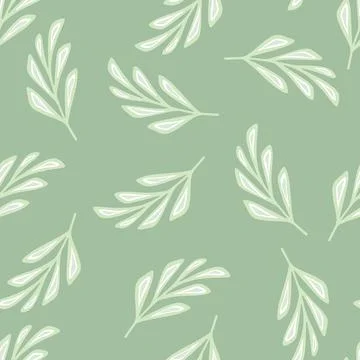 Nature seamless pattern with white random geometric branches elements. Light  Stockillustratie