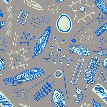 Nature seamless vector pattern with plants Stock Illustration