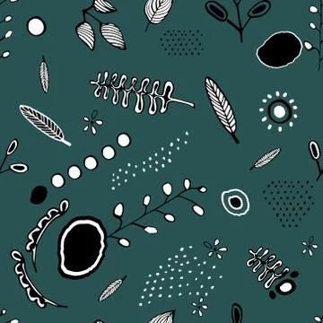 Nature seamless vector pattern with plants Stock Illustration