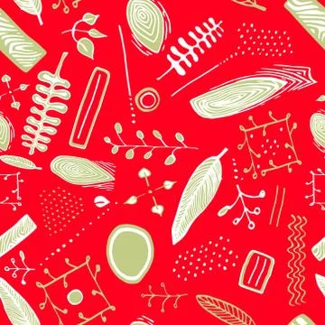 Nature seamless vector pattern with plants Stock Illustration