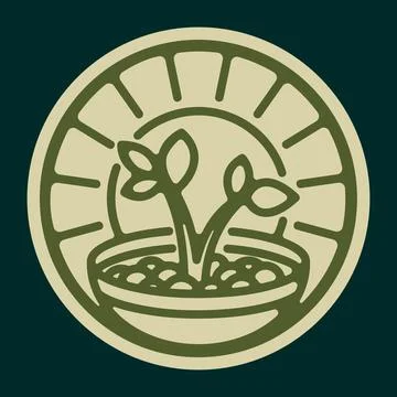 Nature seed line badge patch pin graphic illustration vector art t-shirt desi Stock-Illustration