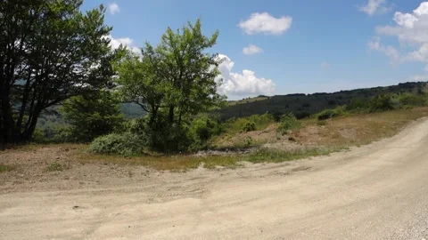 Nature Sicily Spring Panoramic Mountain Road Forest Valley Nebrodi Panning Stock-Footage 155637910