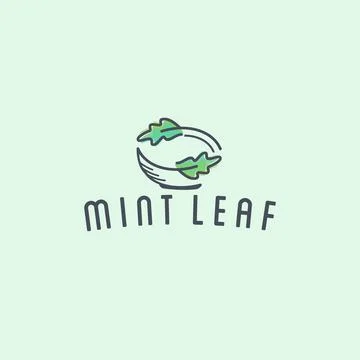Nature simple eco friendly circle green mint leaf logo vector elements Illustrazione stock