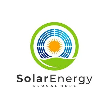 Nature Solar logo vector template, Creative Sun energy logo design concepts Stock Illustration