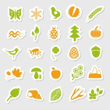 Nature stickers Stock Illustration