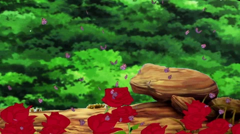 Nature, Stones, Red Roses, Forest Stock Footage 45954650