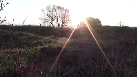 Nature at sunset dawn. The rays of the sun at sunset day. Stock Footage 131171720