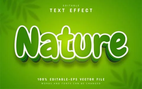 Nature text effect cartoon style Stock Illustration
