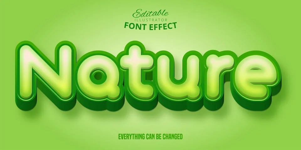 Nature text effect, green editable font style Stock Illustration