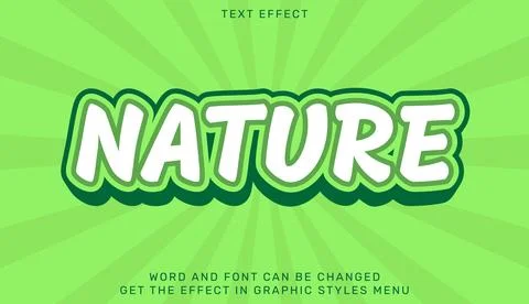 Nature text effect template in 3d design Illustration