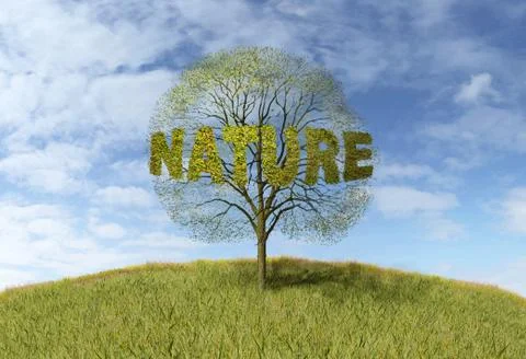 Nature text on a tree Stock Illustration