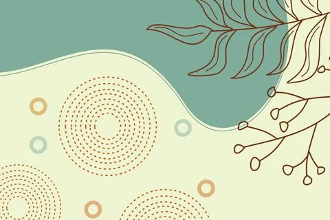 Nature theme banner vector design. blue white background with hand drawn leaf el Stock Illustration