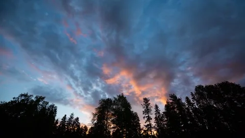 Nature Timelapse Backgrounds Colorful Sunrise Clouds Time Lapse Blue Sky Forest Stock Footage
