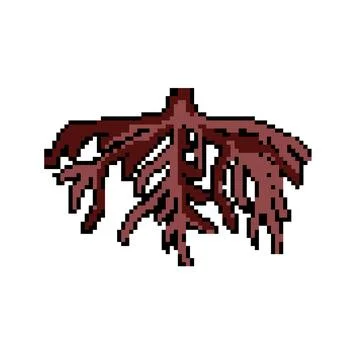 Nature tree root pixel art vector illustration Illustrazione stock