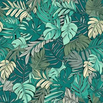 Nature tropical leaves pattern design line, arts. Hand drawn outline design.. Stock Illustration