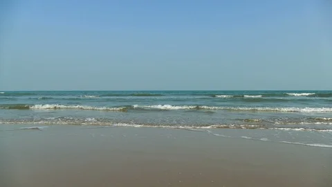 Nature with tropical sea and beach on white cloud and blue sky Stock Footage 86052753