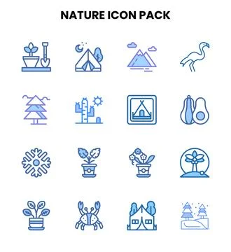 Nature Two Colour Graphics Icons Pack Stock Illustration