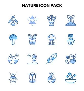 Nature Two Colour Set Icons Pack Illustrazione stock