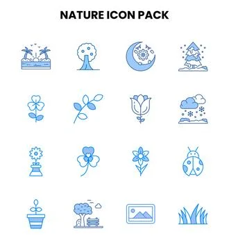 Nature Two Colour UI Icons Pack Stock Illustration