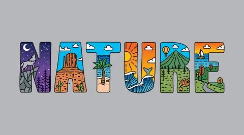 Nature typography design vector, for t-shirt, poster and other uses Stock Illustration