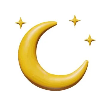 Nature vector 3D plastic moon and stars sculpture Stock Illustration