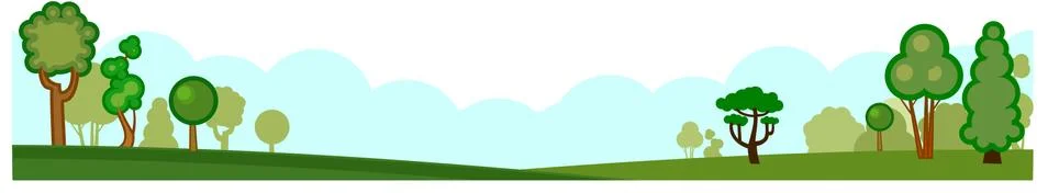 Nature. Vector. Background picture. Horizontal landscape. Symbolic cartoon fl Stock Illustration