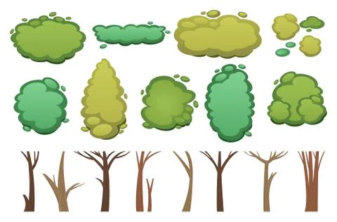 Nature vector cut tree collection elements Stock Illustration