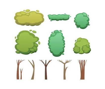 Nature vector cut tree collection elements Illustrazione stock