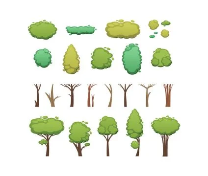Nature vector cut tree collection elements Stock Illustration