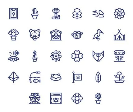 Nature Vector Icon Collection featuring 28 Pixel Aligned 256x256 Bold Line .. 스톡 일러스트